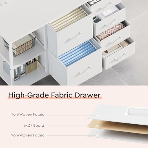 Maihail 6 Drawer File Cabinet with Charging Station and Open Storage Shelf - Image 4