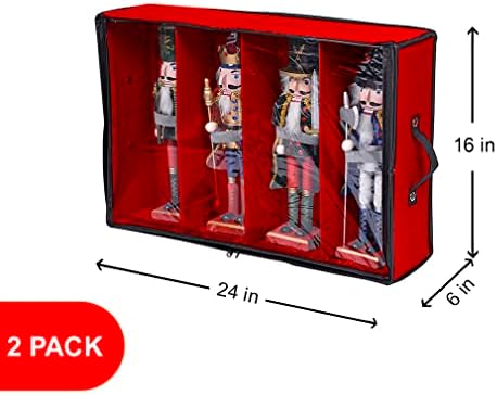 ProPik 2 Pack Christmas Figures Storage Box | Each Holds 4 Holiday Figurines up to 16” | Adjustable Nutcracker Decor Ornament Storage Container | Xmas Decorations Accessories Boxes (Red) - Image 5