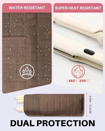 Hair Tools Travel Bag with Heat Resistant Mat, Taupe Brown - Image 6