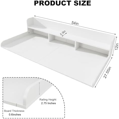 Washer Dryer Countertop with Shelf, 2-Tier Laundry Countertop Over Washer and Dryer, 54" x 27.55" Wooden Table for Folding Clothes for Laundry Room Organization and Storage (Milky) - Image 2