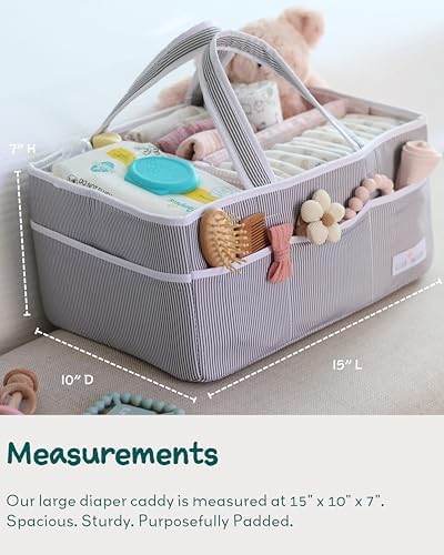 Lily Miles Baby Diaper Caddy Organizer, Girl Nursery Storage Basket with 8 Pockets, Baby Organizer and Storage, Easy-to-Clean Fabric, Large, Pink Blush - Image 4