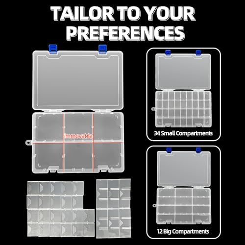 DUOFIRE Plastic Organizer Storage Box, Adjustable Divider 34 Grids, 1 Pack - Image 5