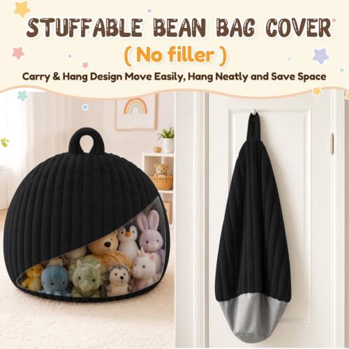 Bean Bag Cover No Filler Stuffed Animal Storage Bean Bag Chair Cover - Image 6