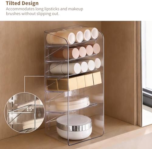 PAVSTINE 5-Tier Slanted Medicine Cabinet Organizer, Clear - Image 3
