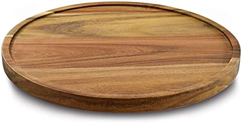 13" Acacia Wood Lazy Susan Organizer Kitchen Turntable for Cabinet Pantry Table Organization by AUAM