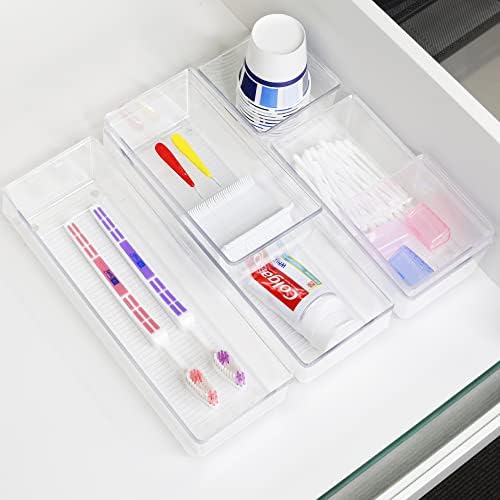 Simple Houseware Clear Desk Drawer Organizer, Assorted Sizes, 6 Packs - Image 5