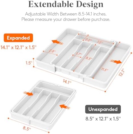 Lifewit Expandable Silverware Drawer Organizer, Kitchen Utensil Tray - Image 2
