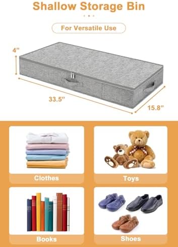 punemi 4 in High Sturdy Low Profile Under Bed Storage, 2 Pack, Grey - Image 5