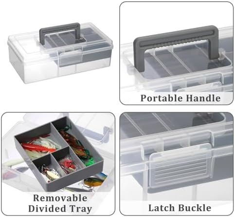JUXYES Clear Art Craft Supply Storage Bin Sewing Box With Handle Lid - Image 6
