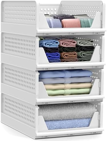 Sorbus Stackable Closet Organizer, Open-Front Shelf Bins (4 Small) by Sorbus