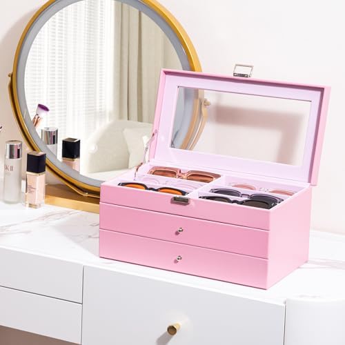 ProCase 3-Layer Sunglasses Storage Organizer -Pink - Image 7