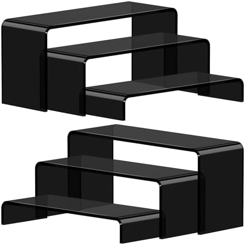 FUNFERY Acrylic Display Risers, 2 Set(7.8" L~8.2" L~8.6" L) Display Shelf by FUNFERY