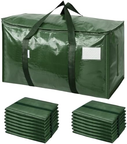 TICONN 16 Pack Extra Large Moving Bags Heavy Duty with Zippers & Carrying Handles, Durable Storage Bags Moving Boxes for Closet Organizers and Storage (16 Pack, Olive) by TICONN