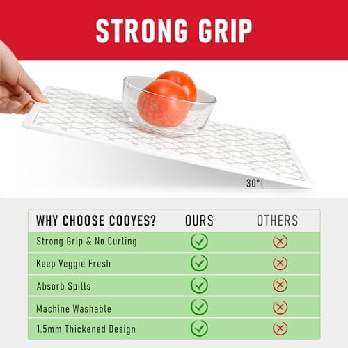 Cooyes Non Slip Refrigerator Liners, 2 in 1 Absorbent Fridge Liners and Fresh Mats Machine Washable, Refrigerator Shelf Paper for Glass Shelves Kitchen Cabinet Drawer - Image 3