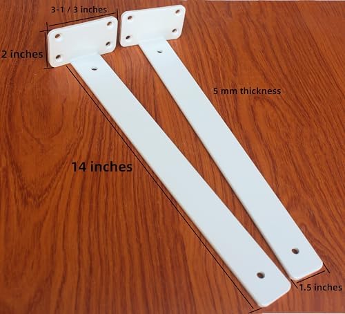 6 Pack - 14 inch White Hidden L Shelf Bracket (1/5 Inch Thicked) Iron Floating Shelf Brackets Rustic Industrial Metal Brackets for Shelf Support - Image 2
