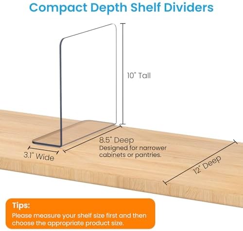 OKPOW Shelf Dividers for Closet Organization: 12 Pack Durable Clear Acrylic Divider Organizer for Shelves - Vertical Adjustable Shelving Separators for Clothing Purse - Image 2