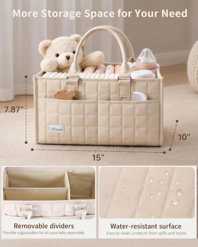 Baby Diaper Caddy Organizer, Portable Nursery Storage Basket with Handle - Image 3
