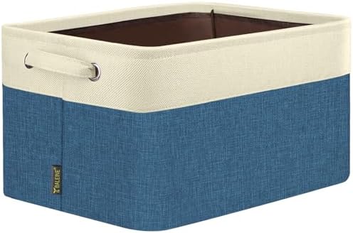 BALEINE 1 Pack Fabric Closet Storage Bins for Shelves, Linen Closet Organizers and Storage, Decorative Baskets for Organizing, Shelf, Clothes, Home, Office (Navy Blue, 17''x13''x10.5'') by BALEINE