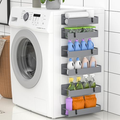 HuggieGems 6 Pack Dark Grey Magnetic Spice Rack Organizer for Refrigerator - Image 6