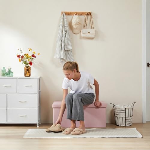 DUMOS 30 Inch Foldable Storage Ottoman Bench, Large Ottoman with Storage - Image 2