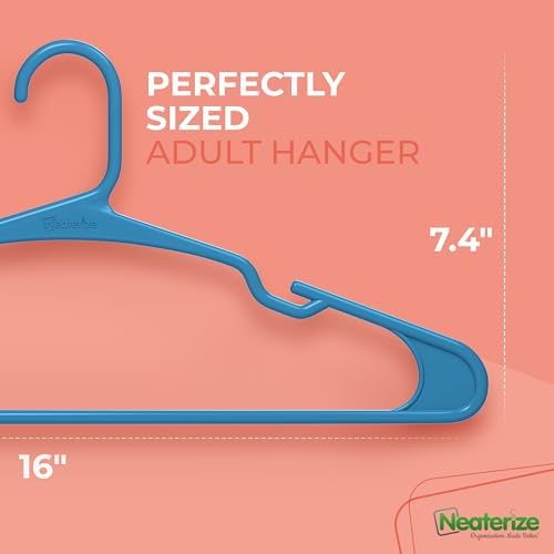 NEATERIZE Clothes Hangers Plastic 100 Pack for Adults - Plastic Hangers, The Perfect Coat Hanger and Space Saving Clothes Hangers for Closet - Blue Hangers - Image 2