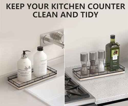 Bathroom Tray for Counter Top Organizer, Ash Wood Vanity Tray - Image 4
