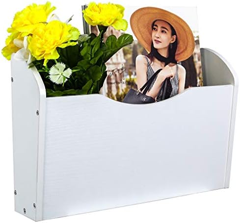 PAG-Mass Wall File Holder Wall Mounted Wood Hanging File Organizer for Office, 2 Pockets, White - Image 3