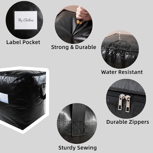 6 Pack 91L Storage Bags for Clothes, Moving Bags Heavy Duty Extra Large with Reinforced Handle, Storage Containers for Organizing Bedding, Blanket, Sheets, Pillows, Toys, Christmas Decorations - Image 2
