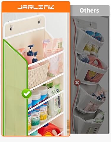 JARLINK Over The Door Toy Storage Organizer w/Clear Window, Beige, 2 Pack - Image 5