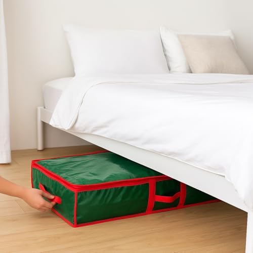 Sattiyrch Underbed Gift Wrap Organizer,Gift Wrapping Paper Storage Container,Holds up to 20 Rolls,41"W x 14"D x 5.5"H (Green) - Image 3