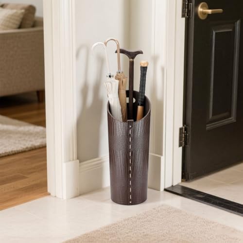 Faux Leather Umbrella Holder Indoor Umbrella Stand Rack for Entryway Tall Bucket That won't Fall Down Storage 10 Different Sizes of Canes Walking Sticks Toy Swords etc - Image 2