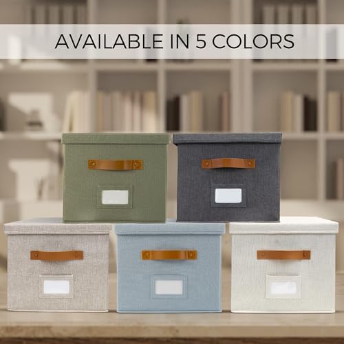 Decorative File Organizer Box Set of 2 - Collapsible Linen Filing Cabinets - Image 7