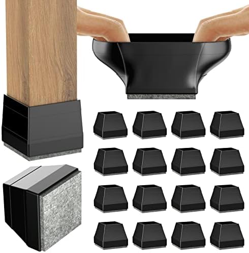 CHWM Square Chair Leg Protectors for Hardwood, 16Pcs Silicone Chair Legs Caps to Prevent Floor from Scratches and Reduce Noise, Easy to Move,(1.5 Inch Black). by ComeHomeWithMe