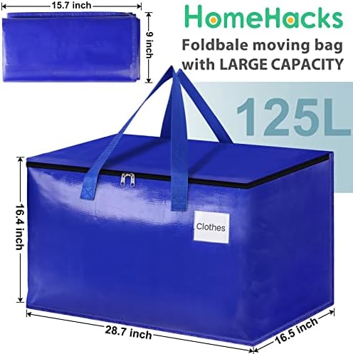 HomeHacks Moving Bags, 125L-4 Pack Heavy Duty Moving Totes - Image 2