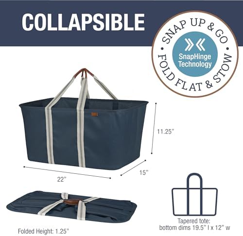 Collapsible Laundry Tote LUXE (300D) - Navy Noir/Cream (2PK) - Image 2