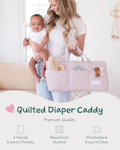 Lily Miles Baby Diaper Caddy Organizer, Quilted Nursery Storage Organizer for Newborn Essentials and Diaper Changing Station, Gift for Baby Shower and Registry Must-Have (Rosy Lilac) - Image 2