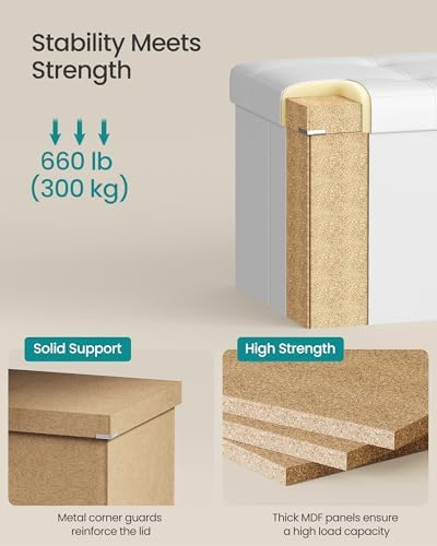 SONGMICS Storage Ottoman Bench, 30 Inches Folding Foot Rest Stool - Image 5