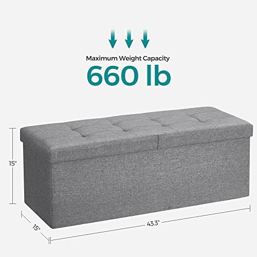 SONGMICS 43.3 Inches Storage Ottoman, Foldable Bench with Flipping Lid - Image 3