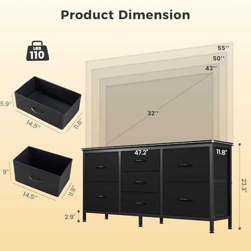 DUMOS 7 Drawer Fabric Dresser, Clothes Organizer Storage Tower for Bedroom - Image 3