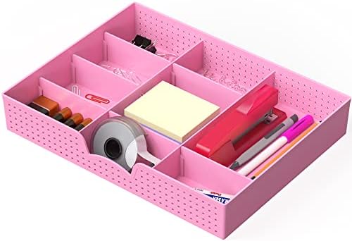 Simple Houseware Drawer Organizer Tray, 9 Adjustable Compartments, Pink by SimpleHouseware