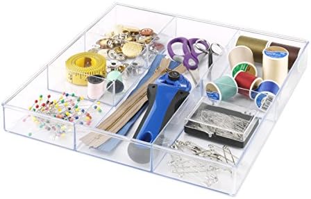 Whitmor Clear 6-Section Drawer Organizer | For Makeup & Accessories | Sturdy Resin | 11.9 x 11.9 x 1.7 Inches | Pack of 6 - Image 5