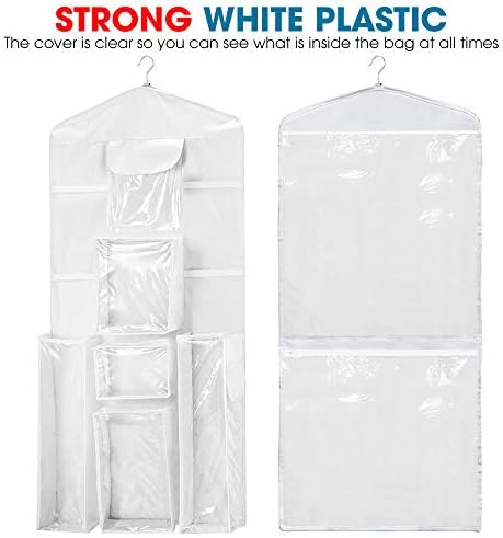 ProPik Hanging Double Sided Wrapping Paper Storage Organizer With Multiple Front And Back Pockets Organize Your Gift Wrap & Gift Bags Bows Ribbons 40”X17" Fits 40 Inch Rolls (White) - Image 2