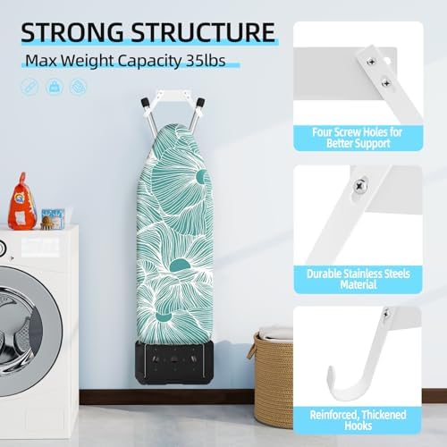 JUYSON Ironing Board Holder, T&Y Leg Ironing Board Hanger, White no Shelf - Image 3