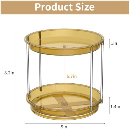 Rotating Makeup Organizer, Perfume Skincare Holder, 2 Tier 9 Inch, Amber - Image 3