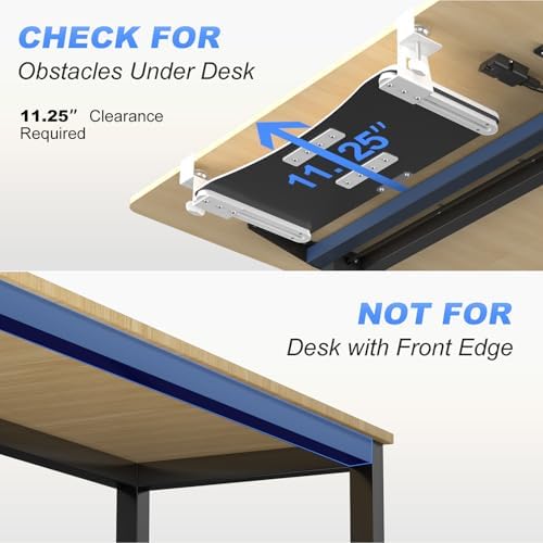 suptek Keyboard Tray Under Desk Pull Out with C Clamp Mount, Computer Keyboard & Mouse Tray, 25.6 (30 Including Clamps) x 11.8 inch Slide-Out Platform Computer Drawer for Typing, White, DSF1W - Image 3