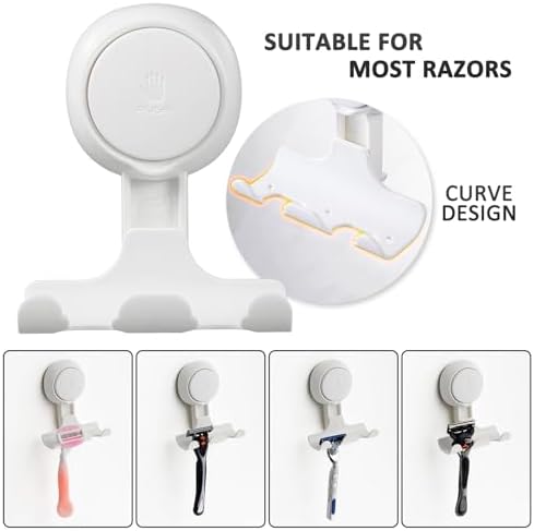 LEVERLOC Razor Holder for Shower 2 Pack, Powerful Suction Cup Hooks, White - Image 6