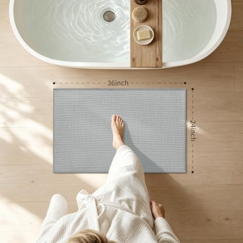 chakme Bathroom Rugs Mat 36x25, Ultra Thin Non Slip Bath Mat Large Quick Dry Absorbent Bath Mat for Bathroom Floor, (Light Grey, 36"x25") - Image 2