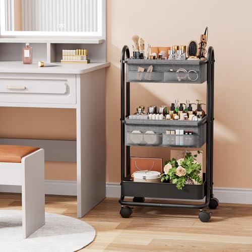 Modanais Baby Diaper Caddy Organizer Cart - 3 Tier Rolling Cart, Black - Image 5
