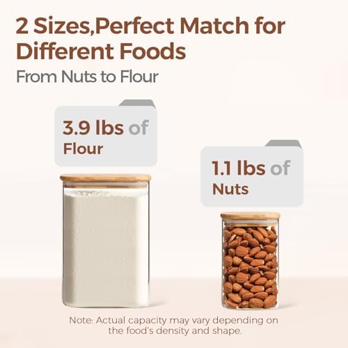 ComSaf Glass Storage Containers with Bamboo Lids 1.2/3.6 Qt 2 Pack - Image 3