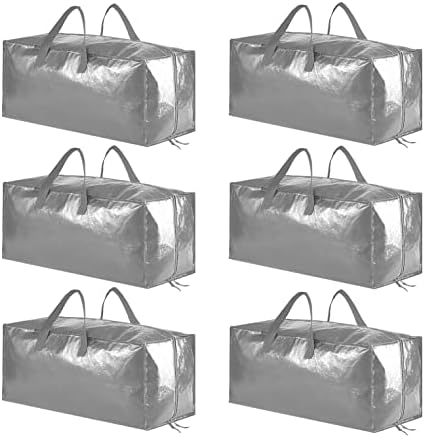 SpaceAid Heavy Duty Moving Bags, Extra Large Storage Totes W/Backpack Straps Strong Handles & Zippers, Alternative to Moving Boxes, Packing & Moving Supplies, Gley (6 Pack) by SpaceAid